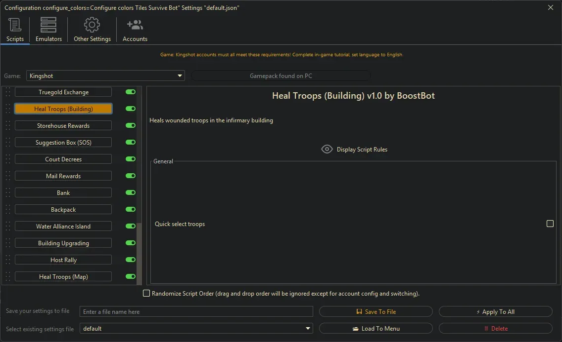 Kingshot Bot - Heal Troops (Building)