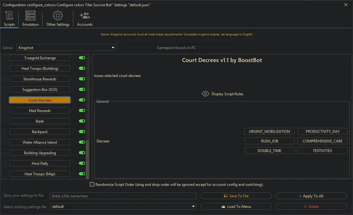 Kingshot Bot - Court Decrees
