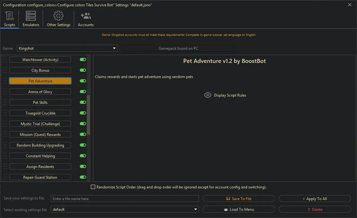 Kingshot Bot - Pet Adventure