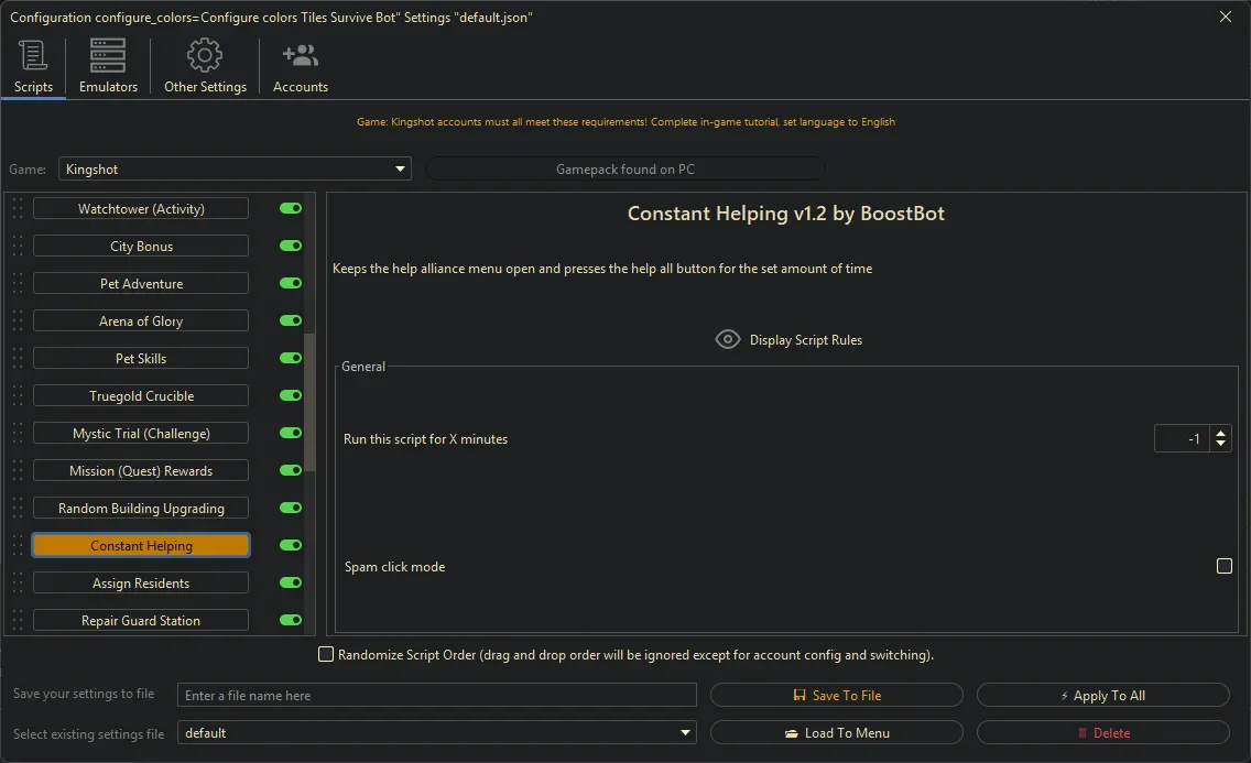 Kingshot Bot - Constant Helping
