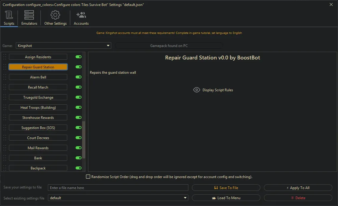 Kingshot Bot - Repair Guard Station