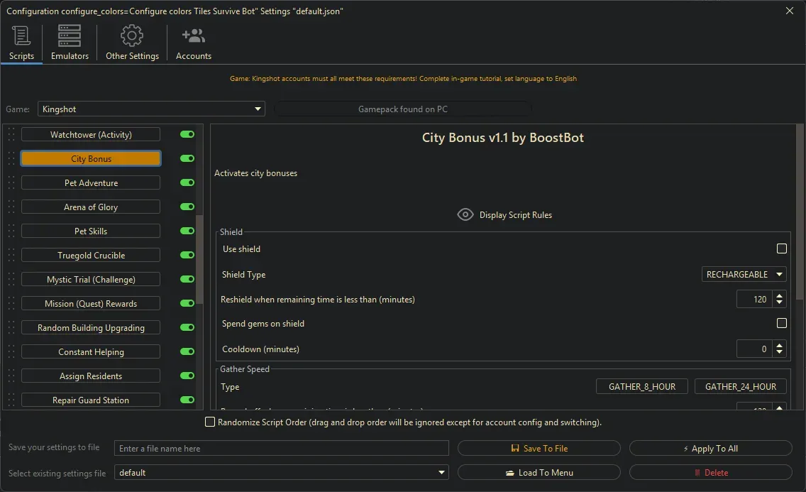 Kingshot Bot - City Bonus