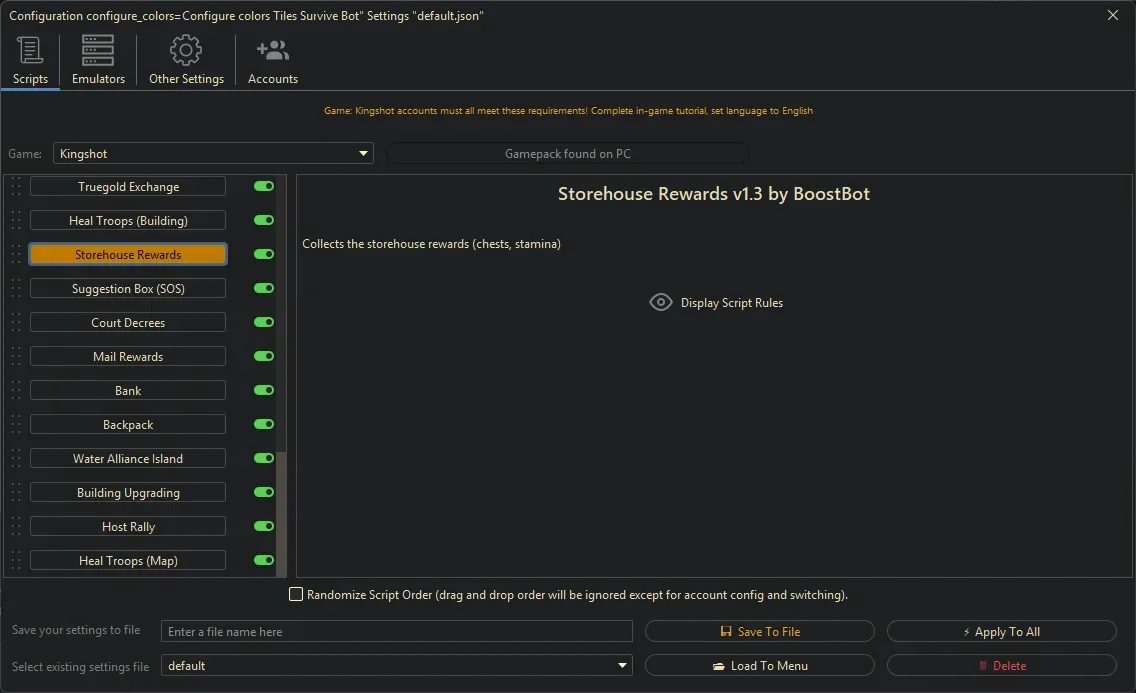 Kingshot Bot - Storehouse Rewards