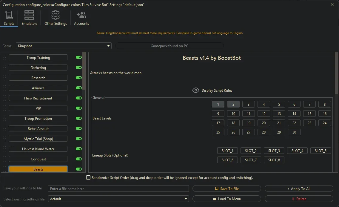 Kingshot Bot - Beasts