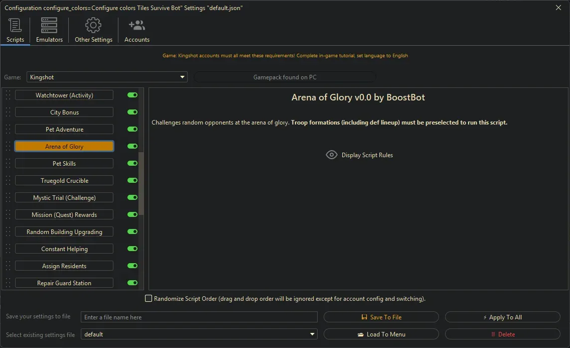 Kingshot Bot - Arena of Glory