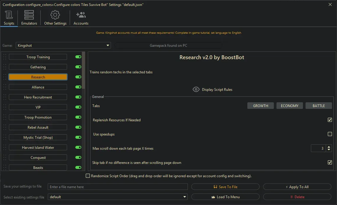 Kingshot Bot - Research