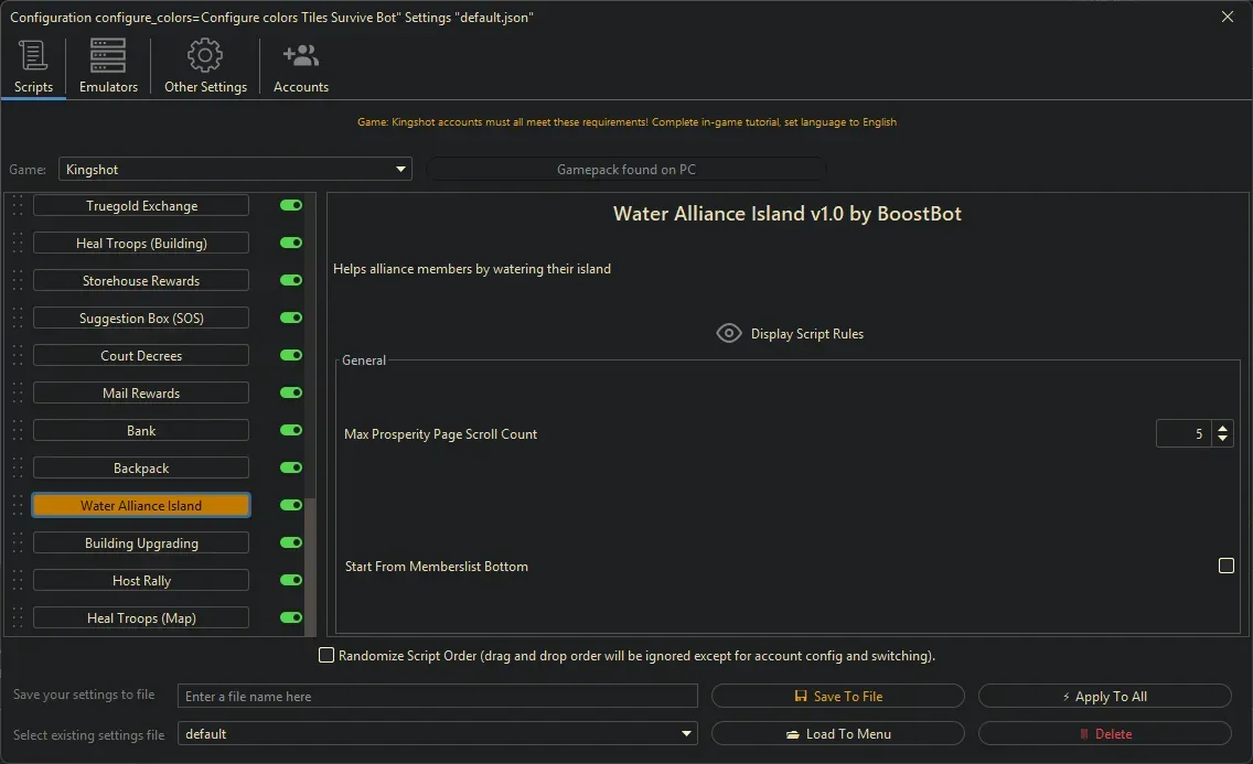 Kingshot Bot - Water Alliance Island