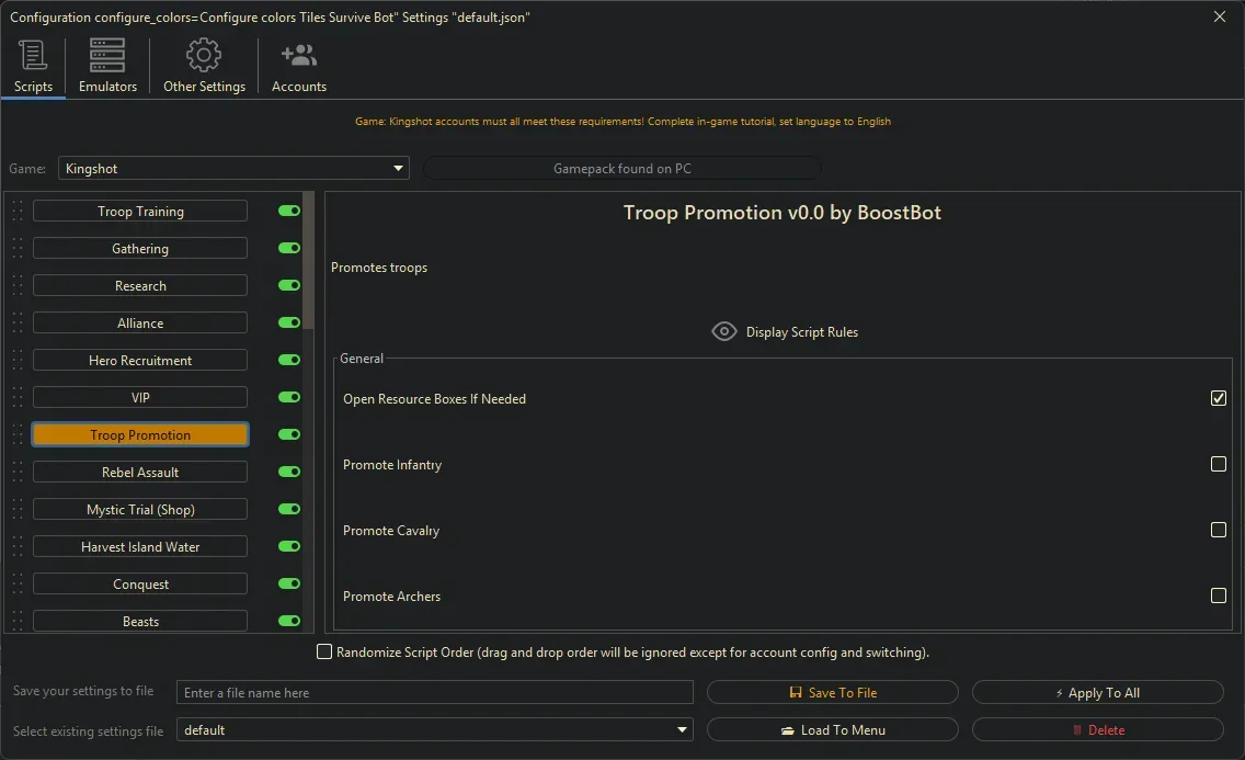 Kingshot Bot - Troop Promotion
