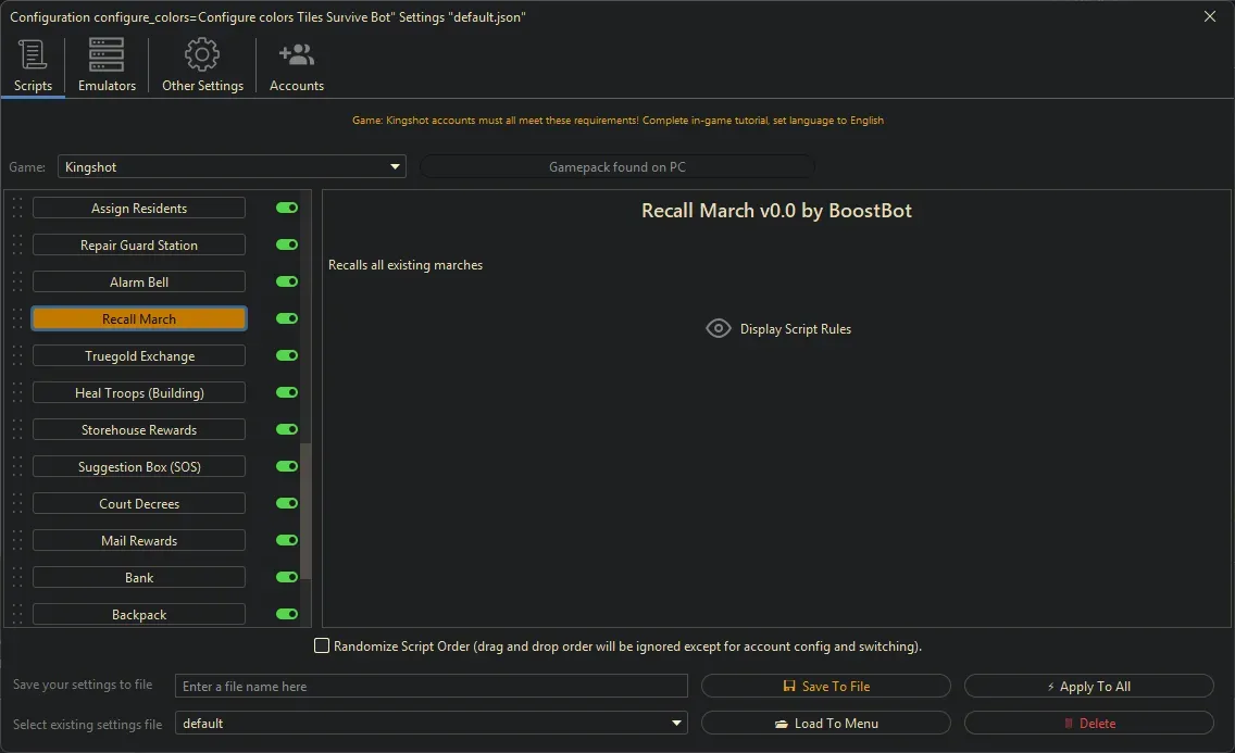Kingshot Bot - Recall March