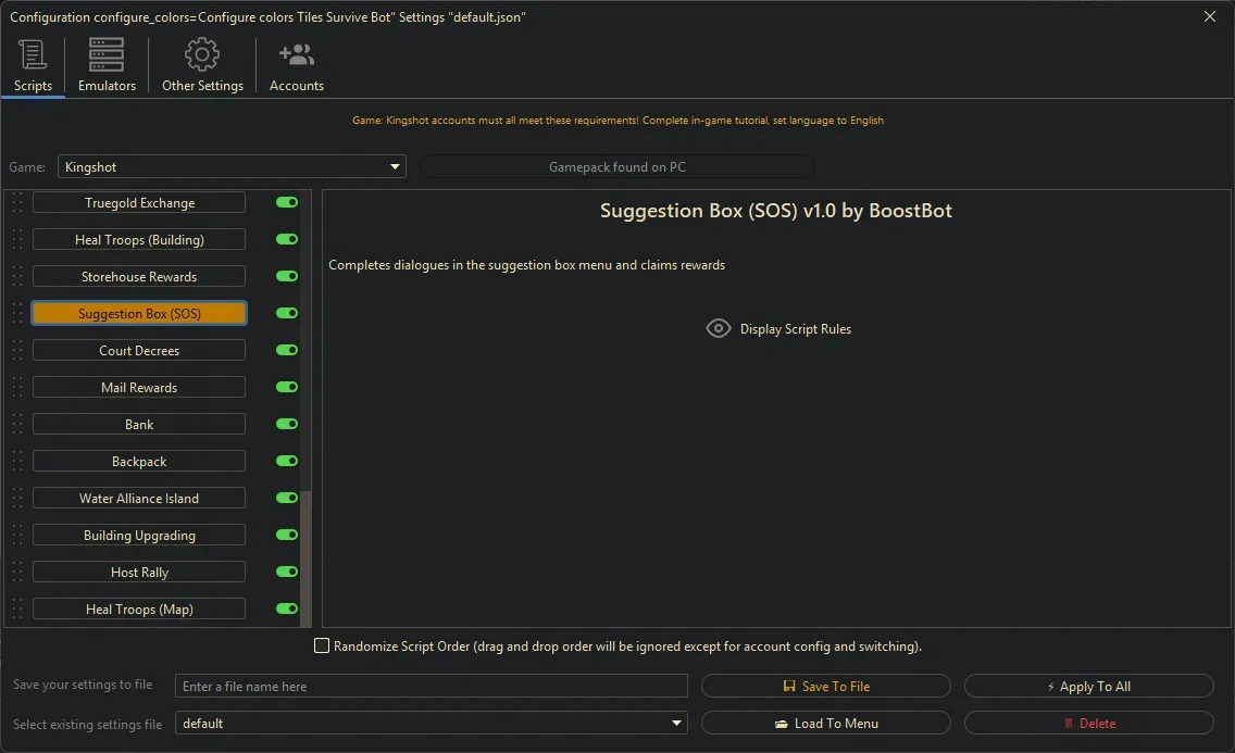 Kingshot Bot - Suggestion Box (SOS)